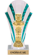 Clear with Green Stripes Rounded Backdrop Trophy [8 inch]