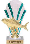 Clear with Green Stripes Rounded Backdrop Trophy [8 inch]