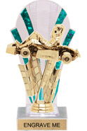 Clear with Green Stripes Rounded Backdrop Trophy [8 inch]