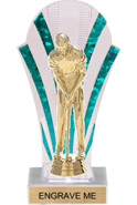 Clear with Green Stripes Rounded Backdrop Trophy [8 inch]