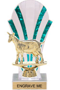 Clear with Green Stripes Rounded Backdrop Trophy [8 inch]