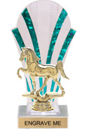 Clear with Green Stripes Rounded Backdrop Trophy [8 inch]