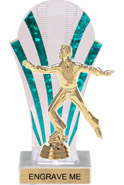 Clear with Green Stripes Rounded Backdrop Trophy [8 inch]