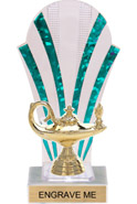 Clear with Green Stripes Rounded Backdrop Trophy [8 inch]