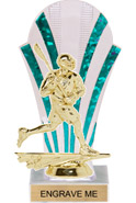 Clear with Green Stripes Rounded Backdrop Trophy [8 inch]