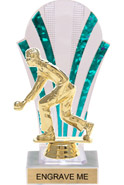 Clear with Green Stripes Rounded Backdrop Trophy [8 inch]