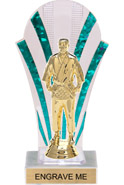 Clear with Green Stripes Rounded Backdrop Trophy [8 inch]