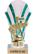 Clear with Green Stripes Rounded Backdrop Trophy [8 inch]