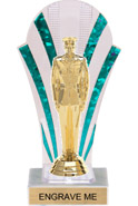 Clear with Green Stripes Rounded Backdrop Trophy [8 inch]