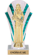 Clear with Green Stripes Rounded Backdrop Trophy [8 inch]