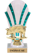Clear with Green Stripes Rounded Backdrop Trophy [8 inch]
