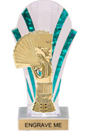 Clear with Green Stripes Rounded Backdrop Trophy [8 inch]