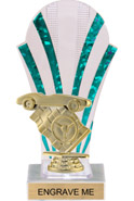 Clear with Green Stripes Rounded Backdrop Trophy [8 inch]