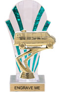 Clear with Green Stripes Rounded Backdrop Trophy [8 inch]