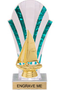 Clear with Green Stripes Rounded Backdrop Trophy [8 inch]