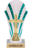 Clear with Green Stripes Rounded Backdrop Trophy [8 inch]