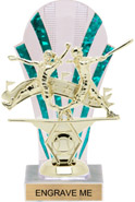 Clear with Green Stripes Rounded Backdrop Trophy [8 inch]