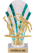 Clear with Green Stripes Rounded Backdrop Trophy [8 inch]
