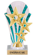 Clear with Green Stripes Rounded Backdrop Trophy [8 inch]