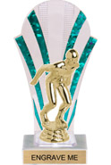 Clear with Green Stripes Rounded Backdrop Trophy [8 inch]