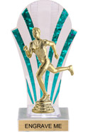 Clear with Green Stripes Rounded Backdrop Trophy [8 inch]
