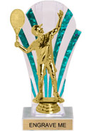 Clear with Green Stripes Rounded Backdrop Trophy [8 inch]
