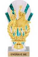 Clear with Green Stripes Rounded Backdrop Trophy [8 inch]