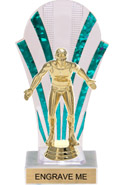 Clear with Green Stripes Rounded Backdrop Trophy [8 inch]