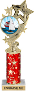 Four-Star Color Insert Trophy w/ Column [10.5 inch]