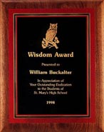 American Walnut Plaque with Embossed Red and Gold Back Plate