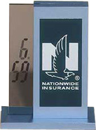 Light Blue Finished Metal LCD Clock