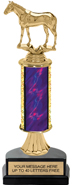 11 inch Gold Stem Riser Trophy on Horseshoe Synthetic Base