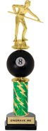 14 inch Spinning Squeezable Billiards 8-Ball Riser Trophy