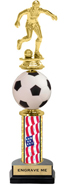 14 inch Spinning Squeezable Soccer Ball Riser Trophy