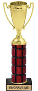11 inch High Gloss Mahogany Trophy on Black Marble Base