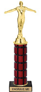12 inch High Gloss Mahogany Trophy on Black Marble Base