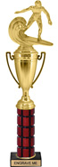 Mahogany Column Trophy with Cup on Marble Base [16 inch]