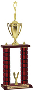 24 inch High Gloss Mahogany 2-Post Trophy