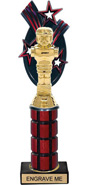 Mahogany Column Triple Start Backdrop Trophy [11 inch]