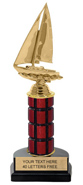 Mahogany Column Trophy on Horseshoe Base  [10 inch]