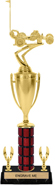Mahogany Column Trophy with Cup & 2 Trims [16 inch]