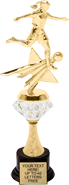 Soccer Female Shooting Star Diamond Riser Trophy on Synthetic Base [11.5 inch]