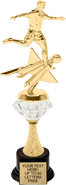 Soccer Male Shooting Star Diamond Riser Trophy on Synthetic Base [11.5 inch]