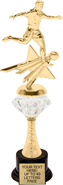 Soccer Male Shooting Star Diamond Riser Trophy on Synthetic Base [13 inch]