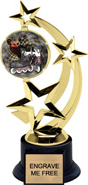 Three-Star Spinning Insert Trophy on Synthetic black base [8.5 inch]