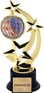 Three-Star Spinning Insert Trophy on Synthetic black base [8.5 inch]