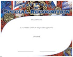 Full Color Certificates: Special Recognition