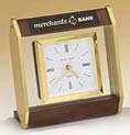 5 x 5.25 inch Floating Glass Clock with Square Goldtone Bezel.