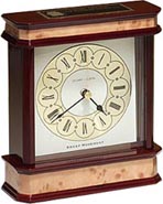 6.25 x 7.75 inch High Gloss Mahogany and Burl Finished Clock