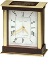 4.75 x 5.75 inch Gold Aluminum and Mahogany Finish Clock